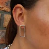 Steel Me Grande Silver Earrings