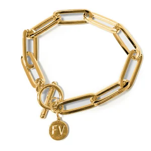 Steel Me Yellow Gold Wide Link Paperclip Chain Bracelet
