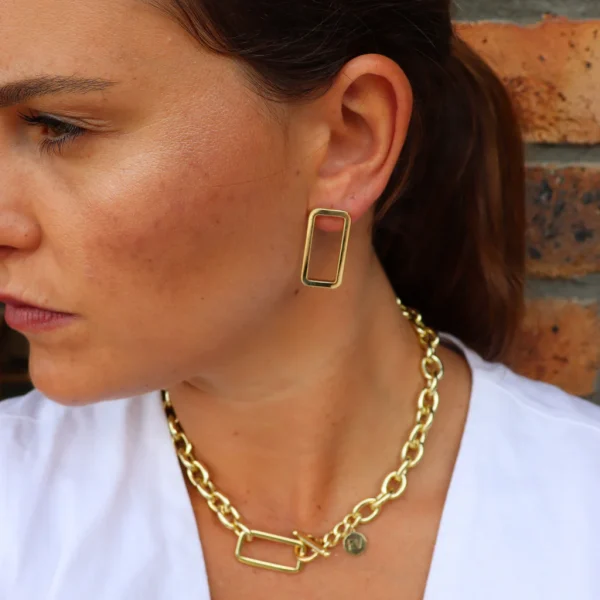 Steel Me Yellow Gold Grande Chain Fob Necklace