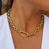 Steel Me Yellow Gold Grande Chain Fob Necklace