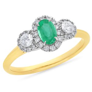 Emerald & Diamond gold ring